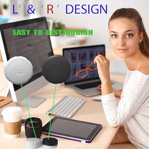 Miniatura 3 de Paquete de 4 fundas para lentes de contacto a prueba de fugas, estuche de contacto de viaje de color para lentes de contacto (negro)