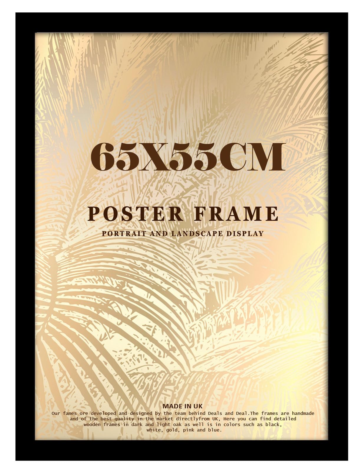 DEALS ON DEAL Minimalist Slim Profile Matt Black Poster Frame 55x65cm MDF Picture Frame for Jigsaw Puzzles Shatter-Proof Front Portrait/Landscape Ideal for Home & Office Décor