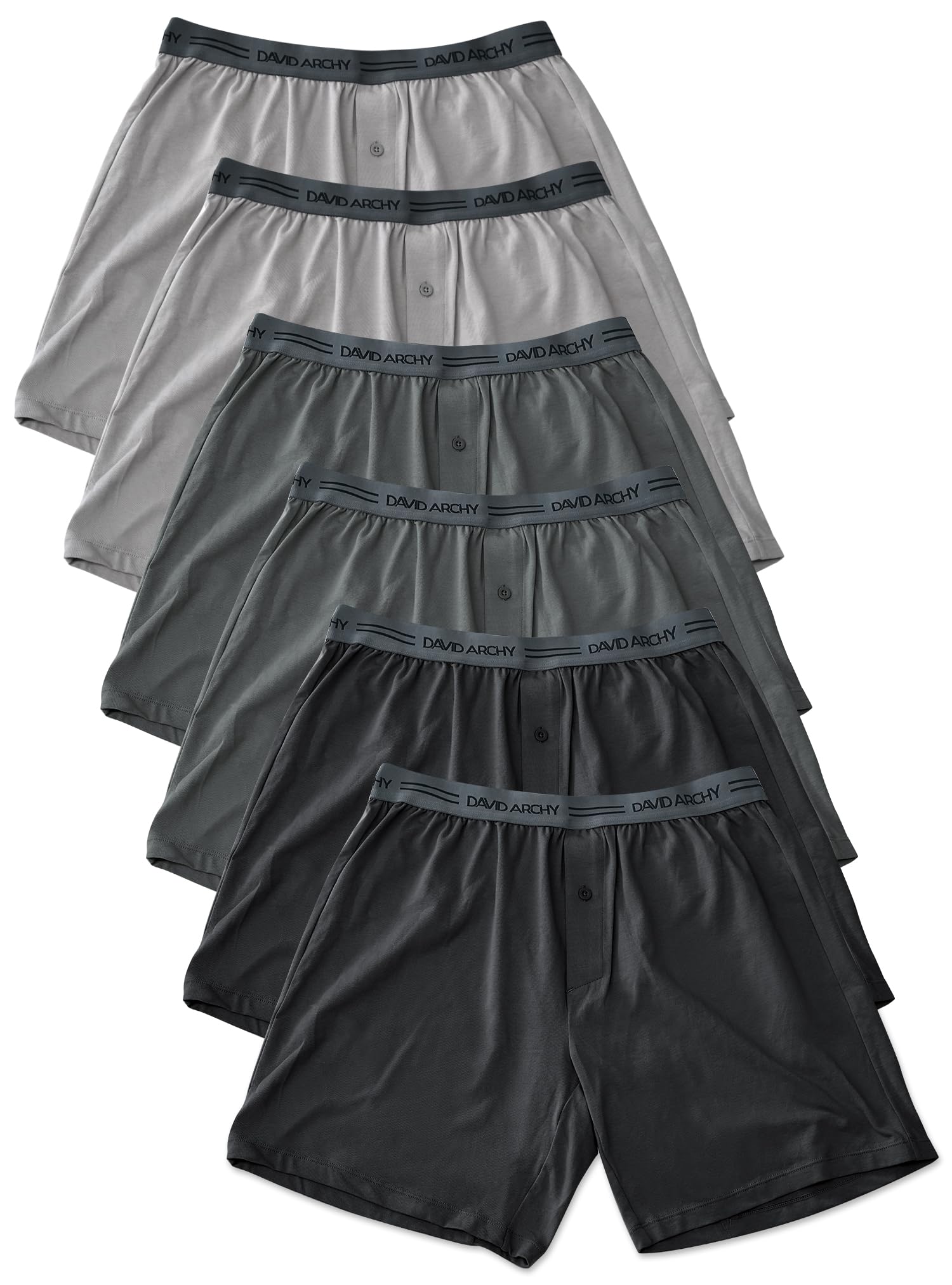 DAVID ARCHY Boxer Uomo Intimo in Cotone con Bottone Pantaloni da Notte Morbidi e Traspiranti Boxer Aderenti Slip Confezione Multipla