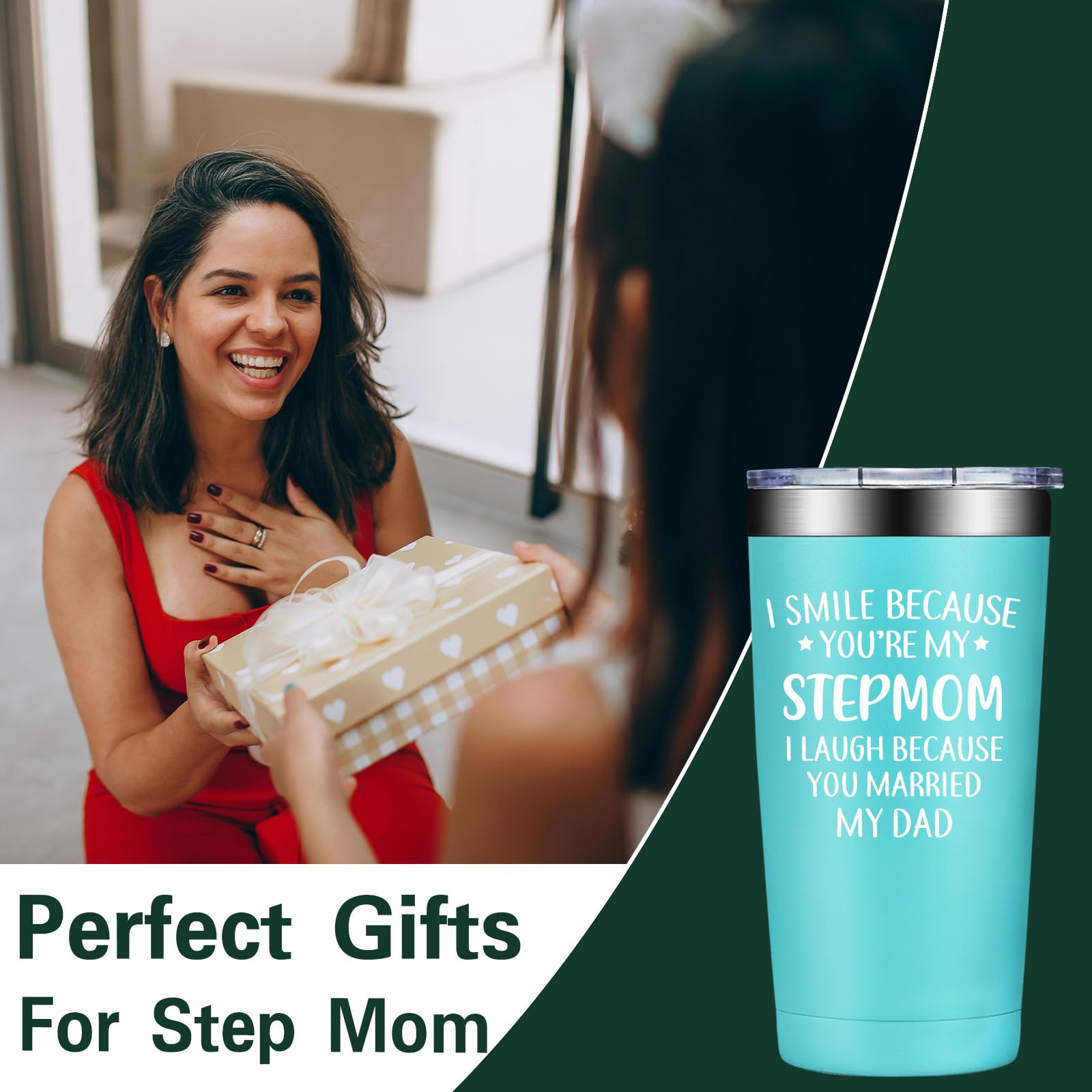 Geschenk Für Bonus-Mama – Edelstahlbecher 590 Ml Mit Schlüsselanhänger, Geschenkset Zu Weihnachten, Geburtstag, Muttertag