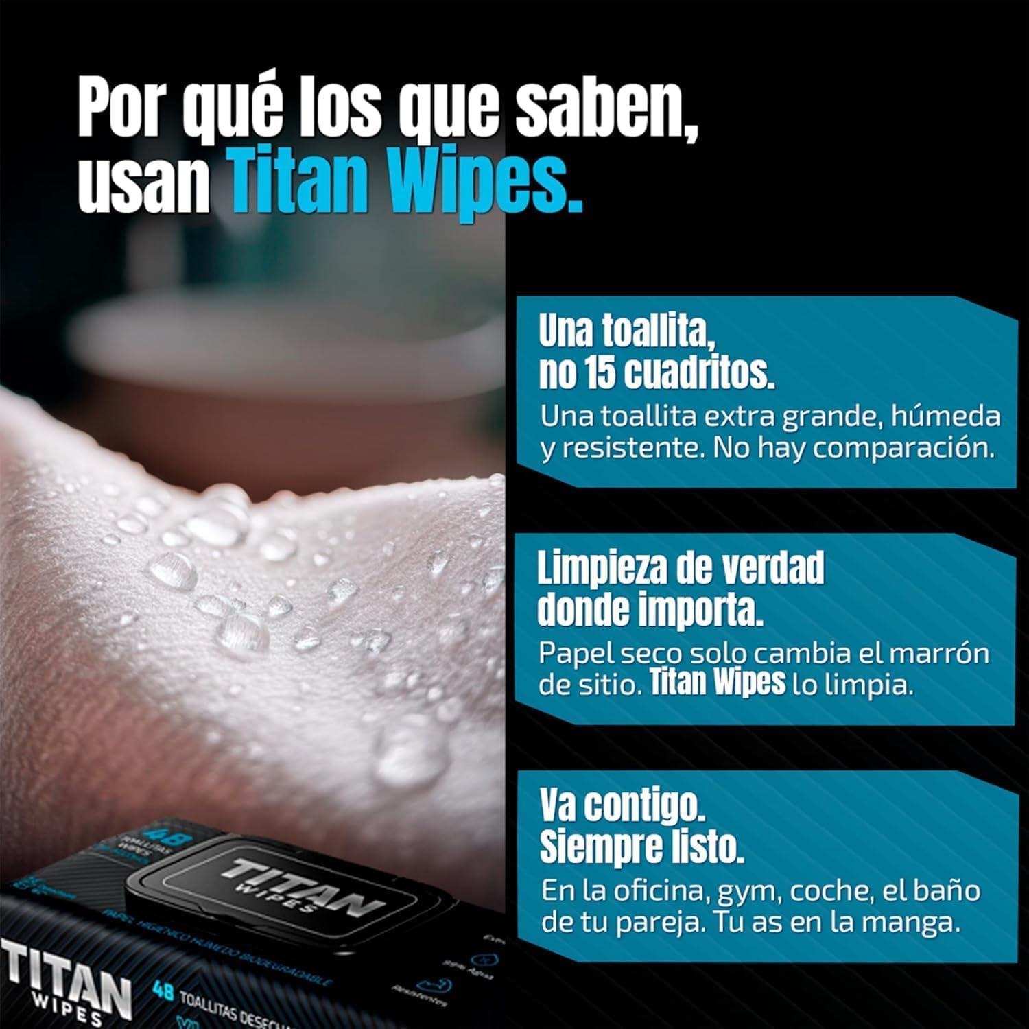 Papel Higiénico Húmedo Biodegradable EXTRA Grande y Resistente – 3pack 144 Toallitas Humedas XL 18×18 cm, 99% Agua, Aloe & Vitamina E, 0% Alcohol, Resistentes y Desechables por el WC