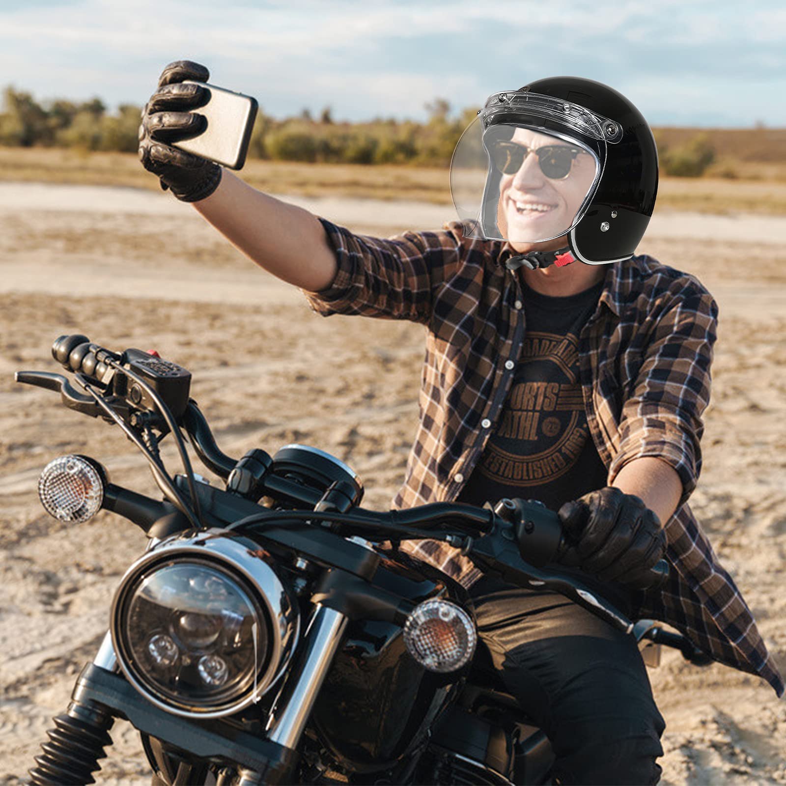 Casco De Moto Jet Abierto Dot/Ece Homologado, Casco De Patinete Eléctrico, Casco Moto De Scooter, Cabeza Anticolisión De Casco para Mujer Hombre Adultos con Visera