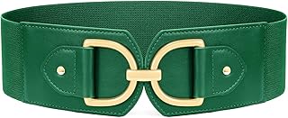 Wide Belts for Women Fashion Elastic Belt for Dresses Vintage Waist Belt Ladies Stretchy Belt Gold Buckle