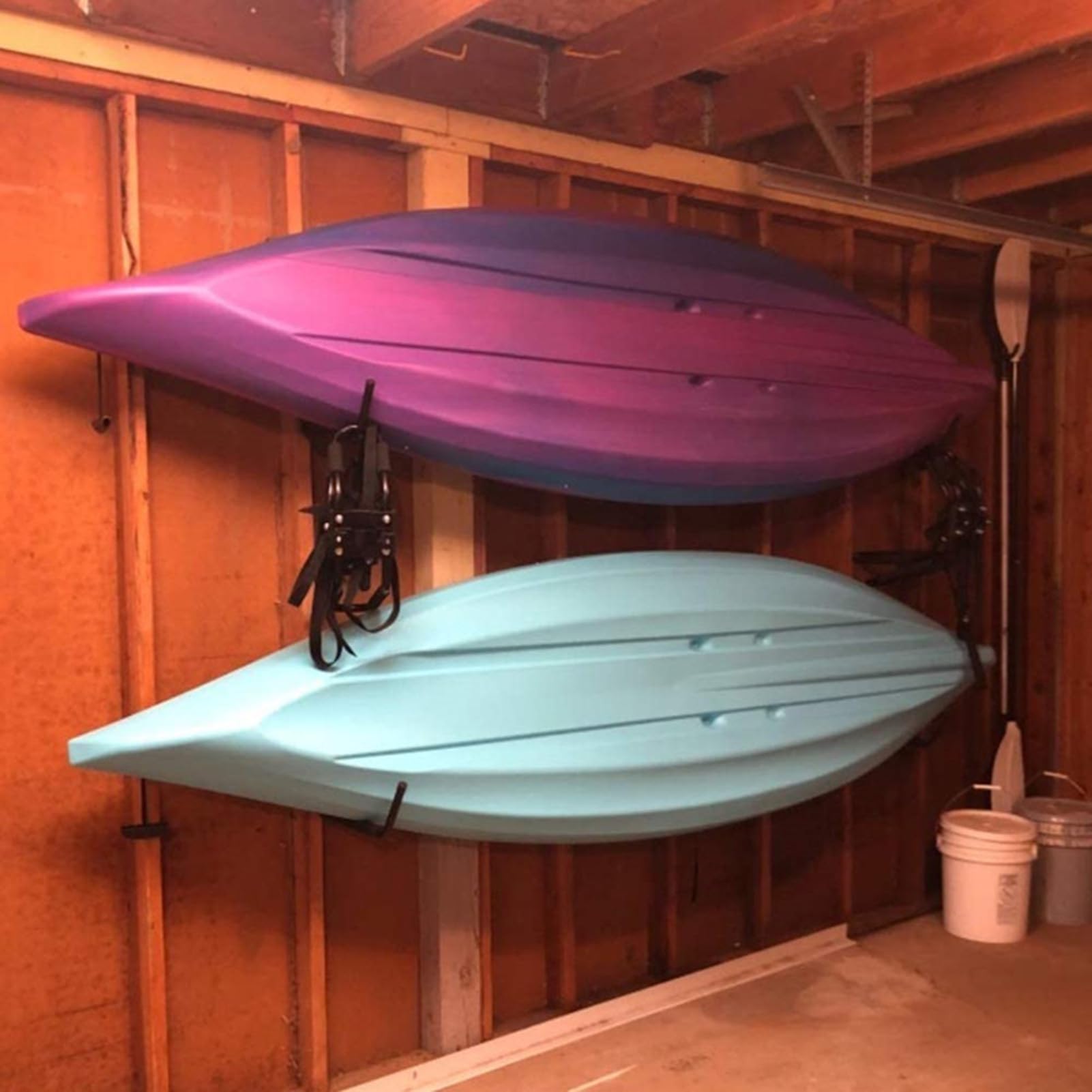 Rack de Kayak montado en la Pared, Soporte de Pared de Kayak, Estante de Almacenamiento de Kayak de Metal, 4X Ganchos de Pared de Garaje, Perchas de Canoa de Servicio Pesado para el balcón