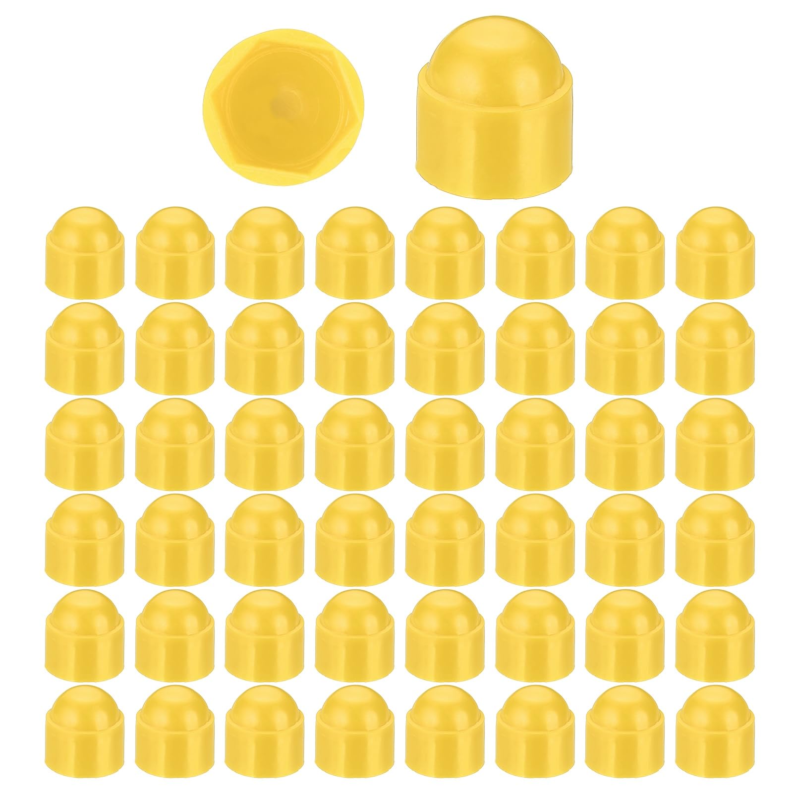 PATIKIL 50 Pcs Hex Nut Cover, M12x18x22mm Nylon Screws Bolt Covers Caps Dome Acorn Hex Head Bolt Protection Cap for Screws Nut, Yellow