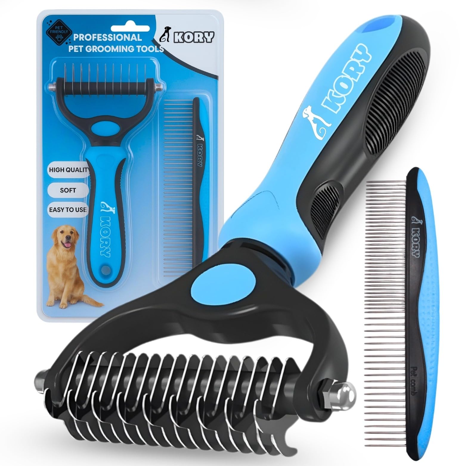 Dog Brush Long and Short Hair – Brush for Cats – Brush for Dogs – Cat Comb – Comb Dog Long Hair – Comb for Cats – Hair Remover for Dogs – KORY