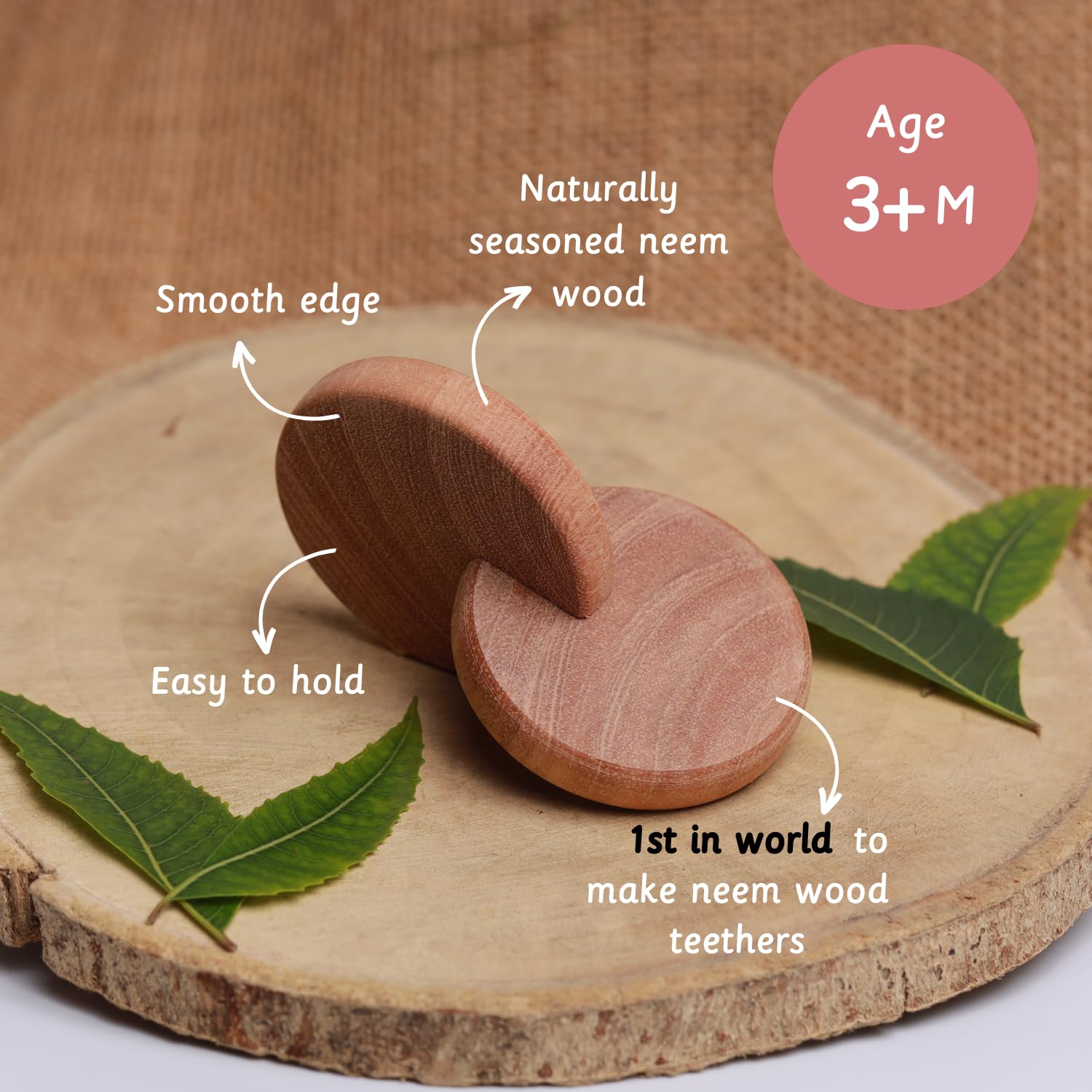 Ariro Toys Intersecting Discs | Montessori Wooden Teething & Grasping Toy for Baby Boys & Girls | Natural Neem Wood | Teething Toy | Safe & Developmental Play | Baby Accessories - Image 4 thumbnail