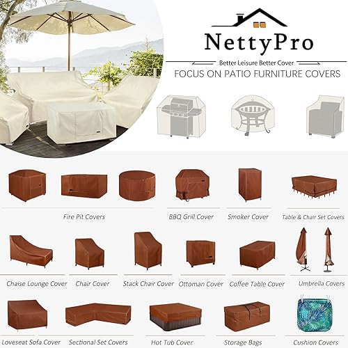 Miniatura 6 de NettyPro Funda impermeable para sofá de 3 plazas, para exteriores, con ventilación y asa, para muebles de patio, 88 pulgadas de ancho x 38 pulgadas
