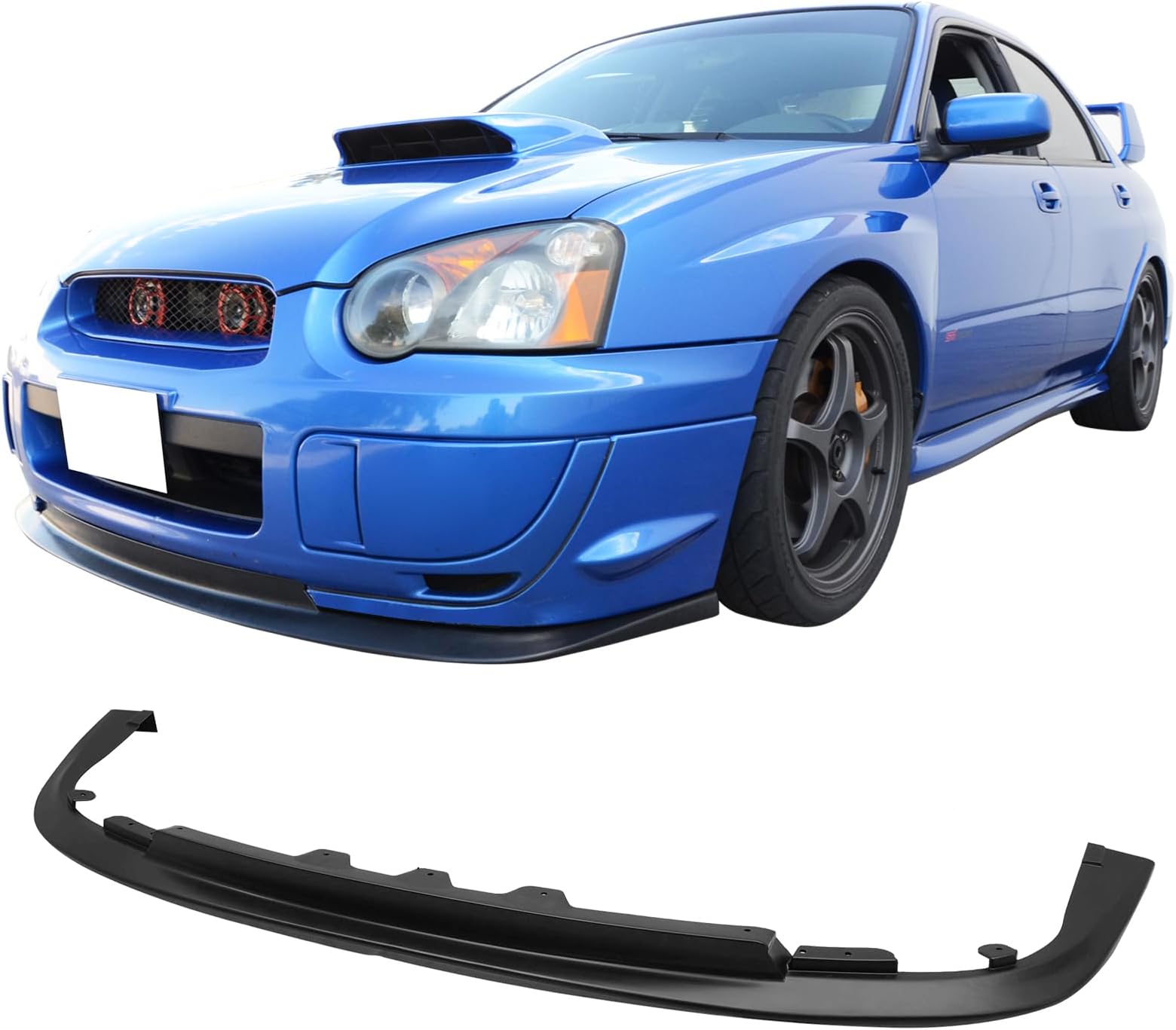 Front Bumper Lip Compatible with 2004-2005 Subaru Impreza WRX STI, Sti Style PP Black Front Lip Spoiler Splitter by IKON MOTORSPORTS