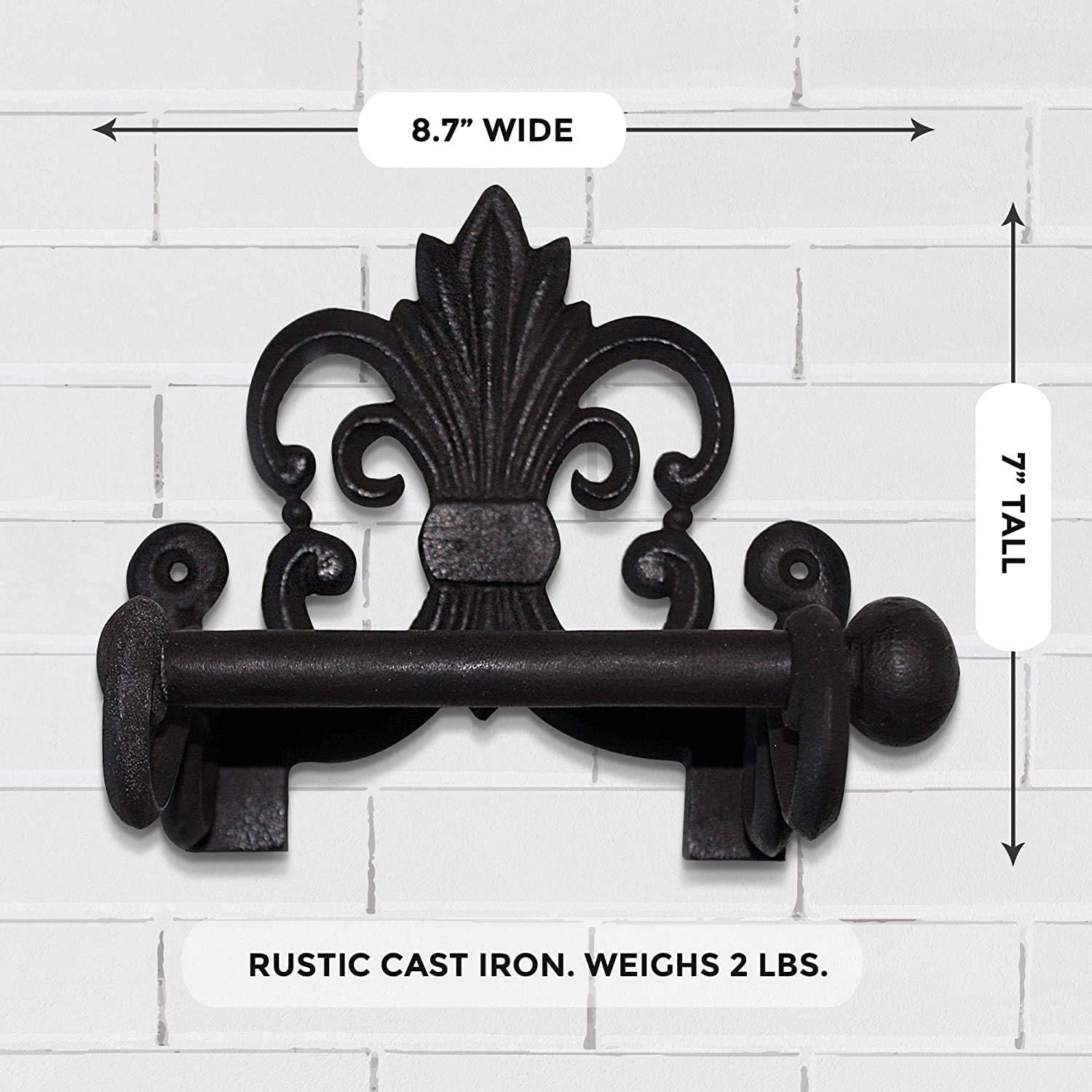 Fleur De Lis Toilet Paper Roll Holder | Rustic Cast Iron Wall Mounted Bathroom Accessory by Wallcharmers
