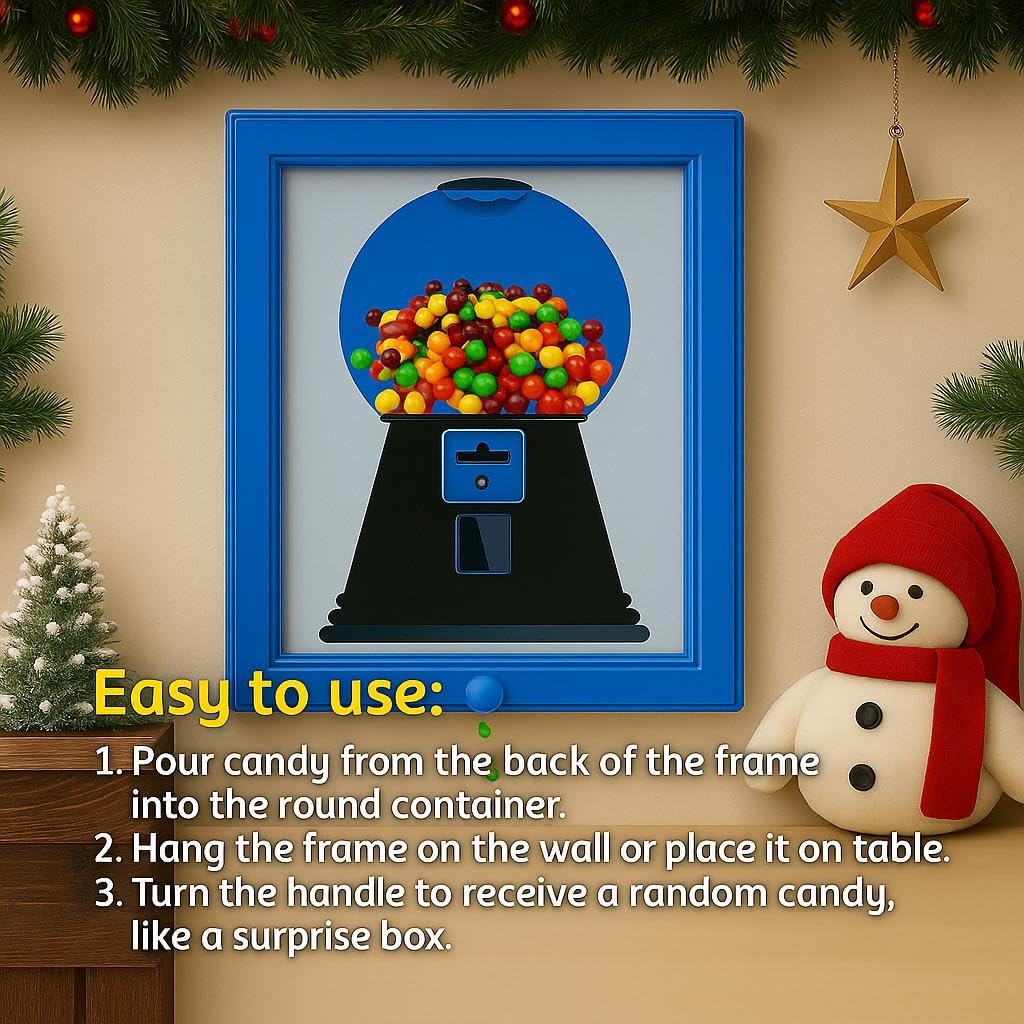 3PCS Wall Mounted Candy Machine Picture Frame - Interactive Gumball Machine Holds up to 1.5 Lb of Candy or Pet Treats. DIY Custom Frames Make Great Home Decor and Unique Thanksgiving or Christmas Gift