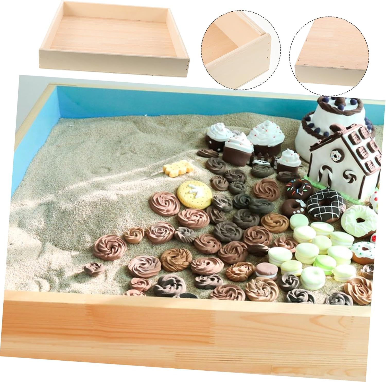 1piece Portable Sand Tray for Boys and Girls Compact Wooden Sandbox Storage Box Creative Play Features for Outdoor Fun and Desktop Use