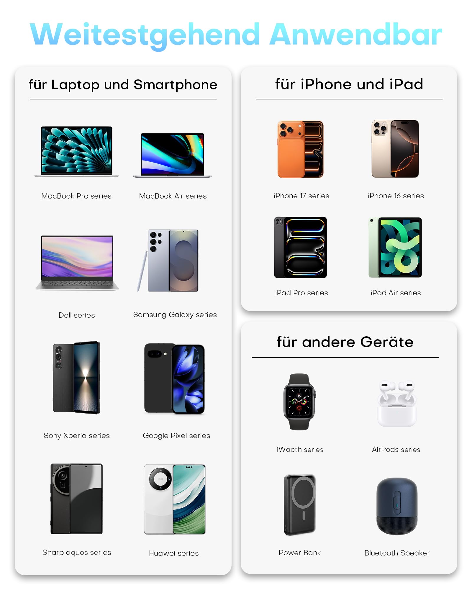 TOPADRE 100W USB C Schnellladegerät mit 1M Einziehbarem Kabel für MacBook