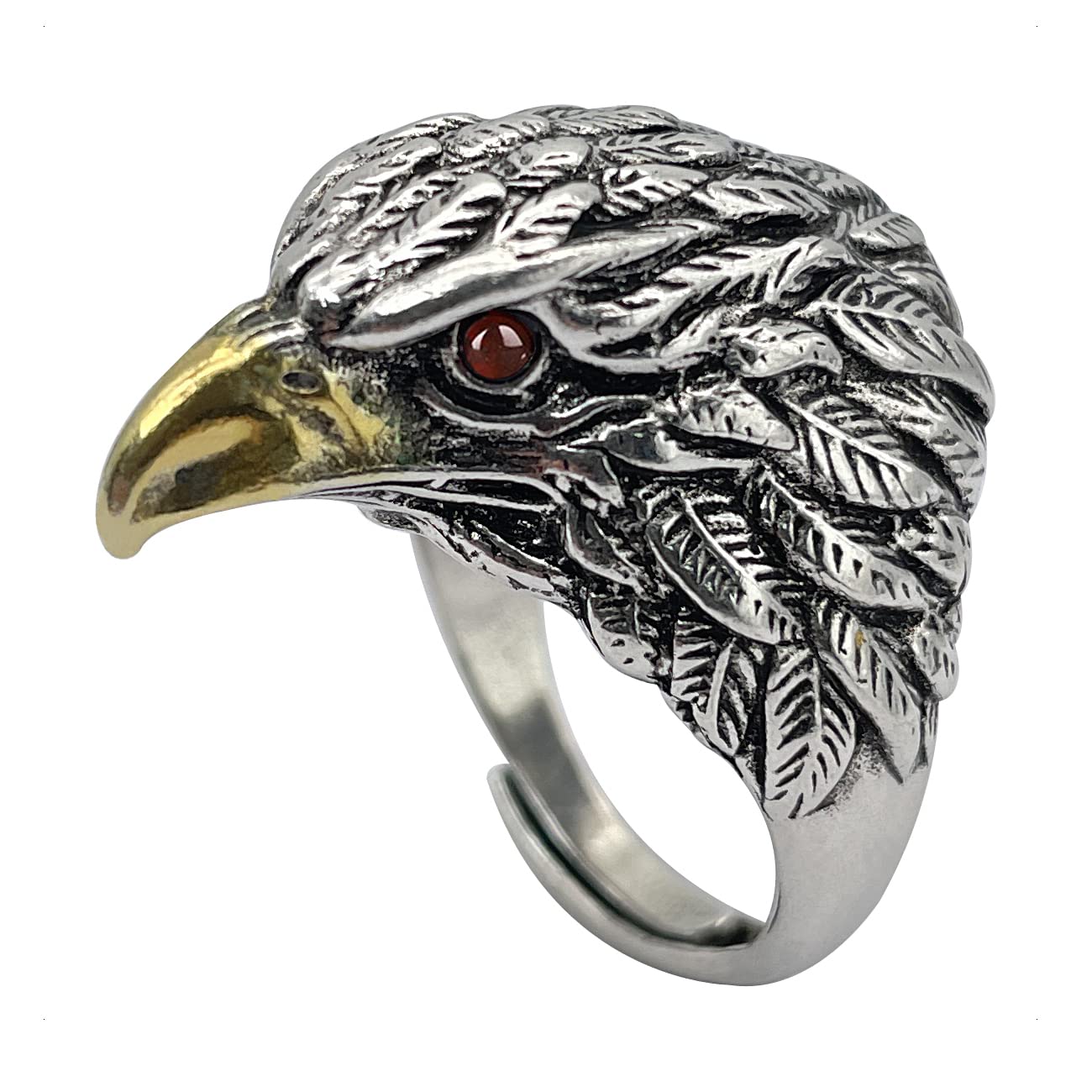 Adjustable Viking Ring for Men - Eagle Pattern, Black Snake, Dog With Removable Glasses - Vintage Hip Pop Chunky Toe and Thumb Open Single Animal Ring Gift for Boys