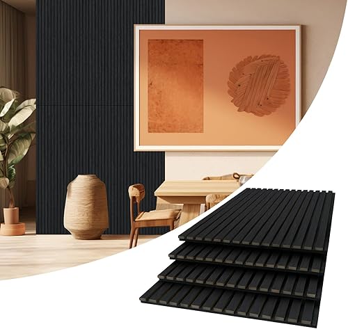 Miniatura 17 de AKUMAX Paquete de 2 paneles de madera, paneles de pared con listones 3D para pared, techo y absorción de sonido, paneles de pared de madera para