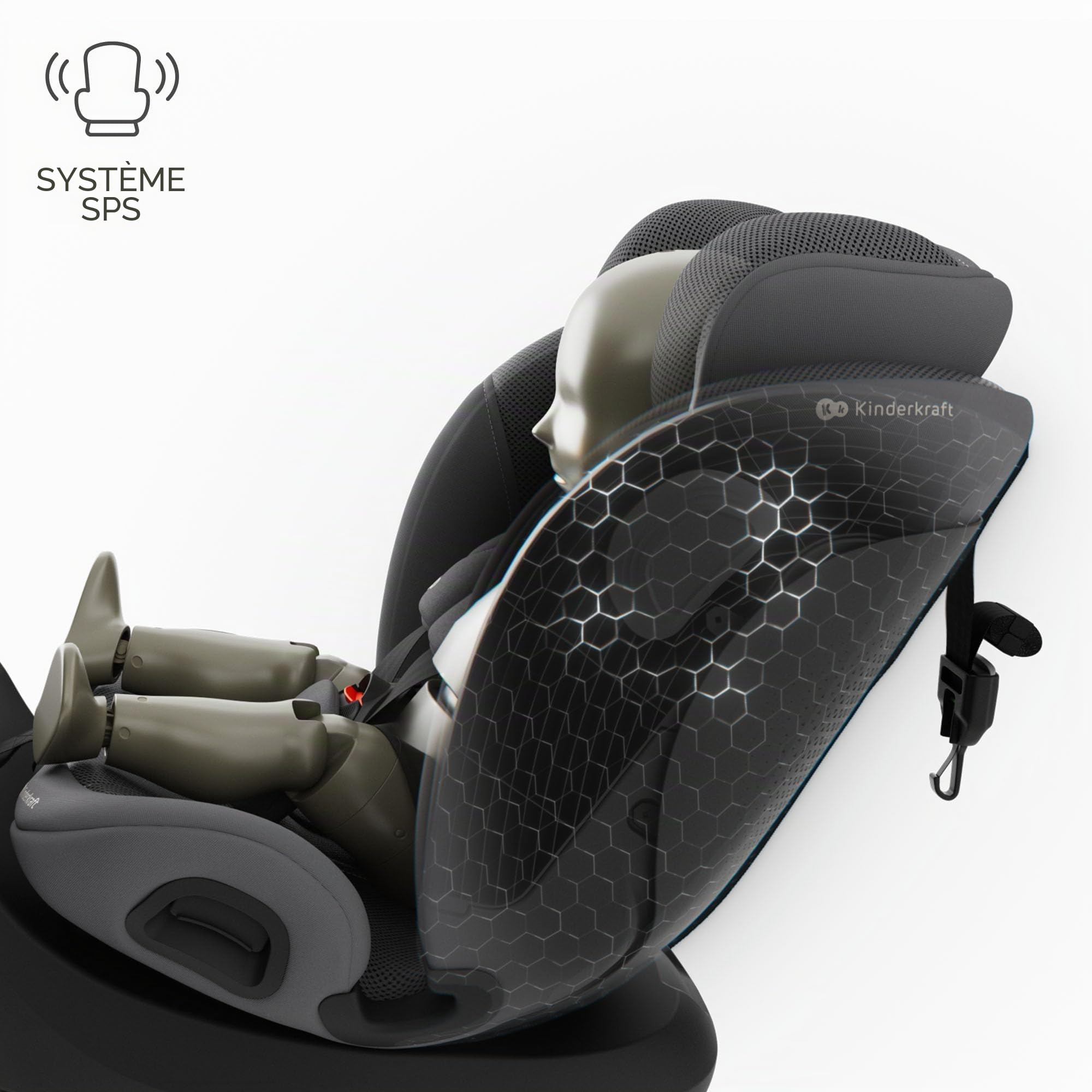 Kinderkraft I-GROW 2 PRO Siège Auto i-Size 40-150 cm 0-12 ans ISOFIX Gris