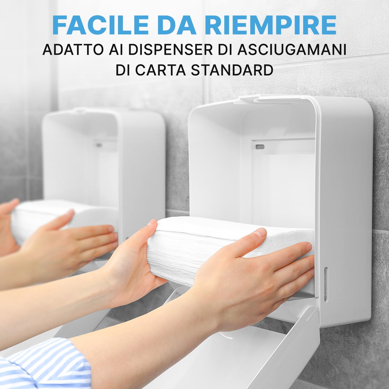ARNOMED 8000 Asciugamani Monouso a 2 Veli Con Piegatura a V, Carta Mani Bianca 25x23cm per Dispenser 40x200, Usa e Getta