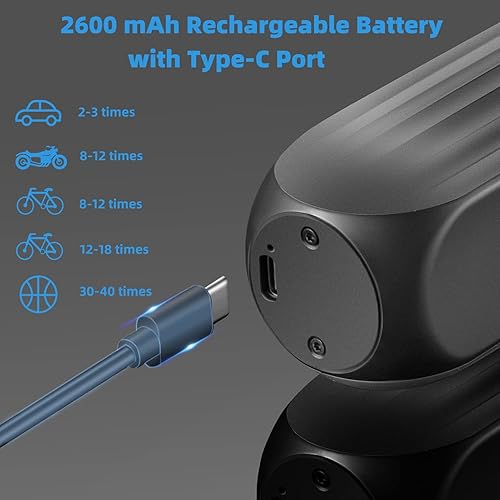 Miniatura 4 de ROCKBROS Bomba eléctrica para bicicleta, inflador de neumáticos de 150 psi, compresor de aire portátil, bomba de aire recargable de 2600 mAh con