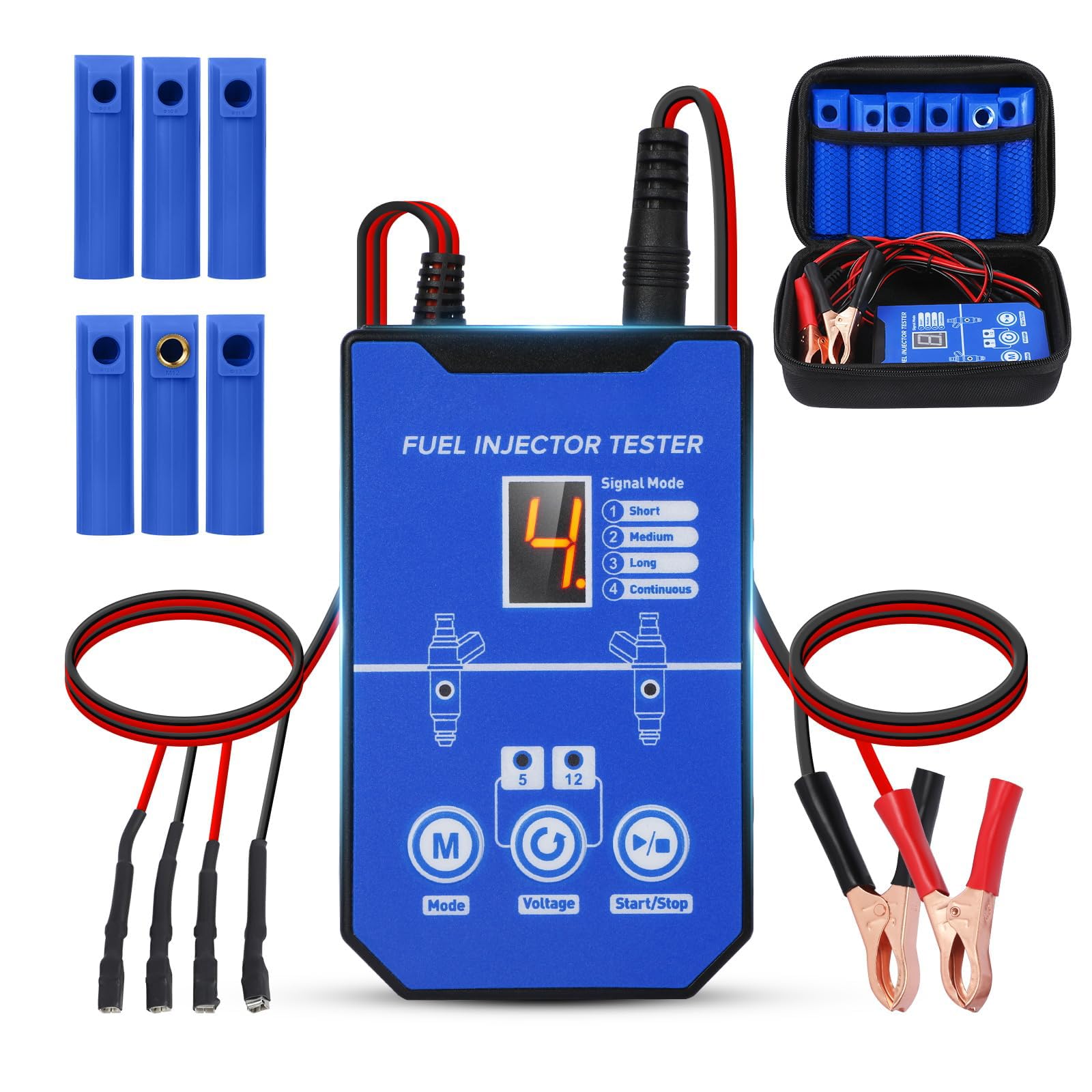 Auto Injektor Tester, 12V Auto Kraftstoffeinspritzdüsen mit 8 Testmodi, Digitalanzeige, einstellbar auf verschiedene Einspritzdüsen, Injektor Reinigungsset, kompatibel mit Injektorreiniger, Dual Power
