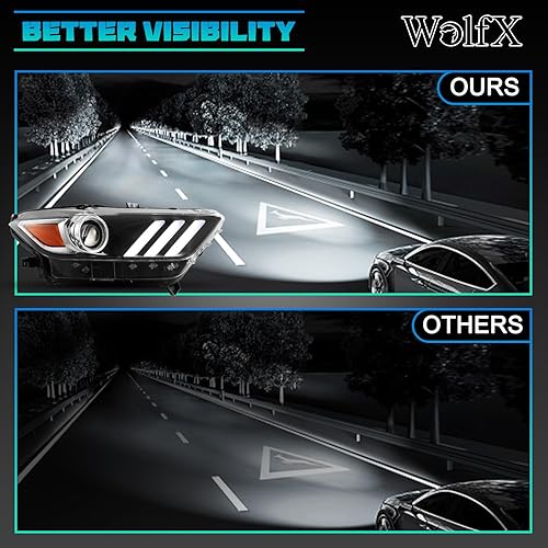 Miniatura 8 de WolfX Faros delanteros para Ford Mustang Coupe y convertible 2015 2016 2017, compatible con Shelby GT350 2016-2020, GT500 2020-2021 OE conjunto de