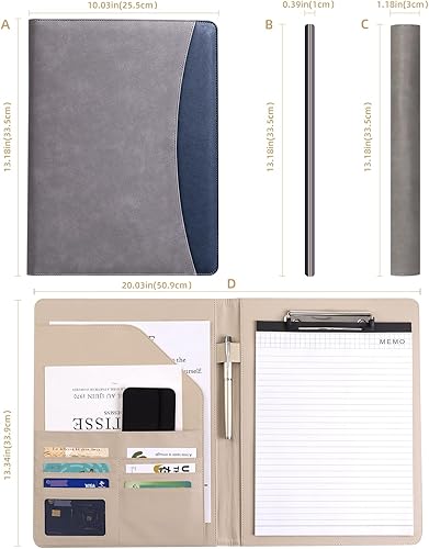 Miniatura 8 de Portafolio - Portafolio portapapeles de almacenamiento QSWERNB con cubierta para soporte de bloc de notas tamaño carta A4, bloc de escritura para