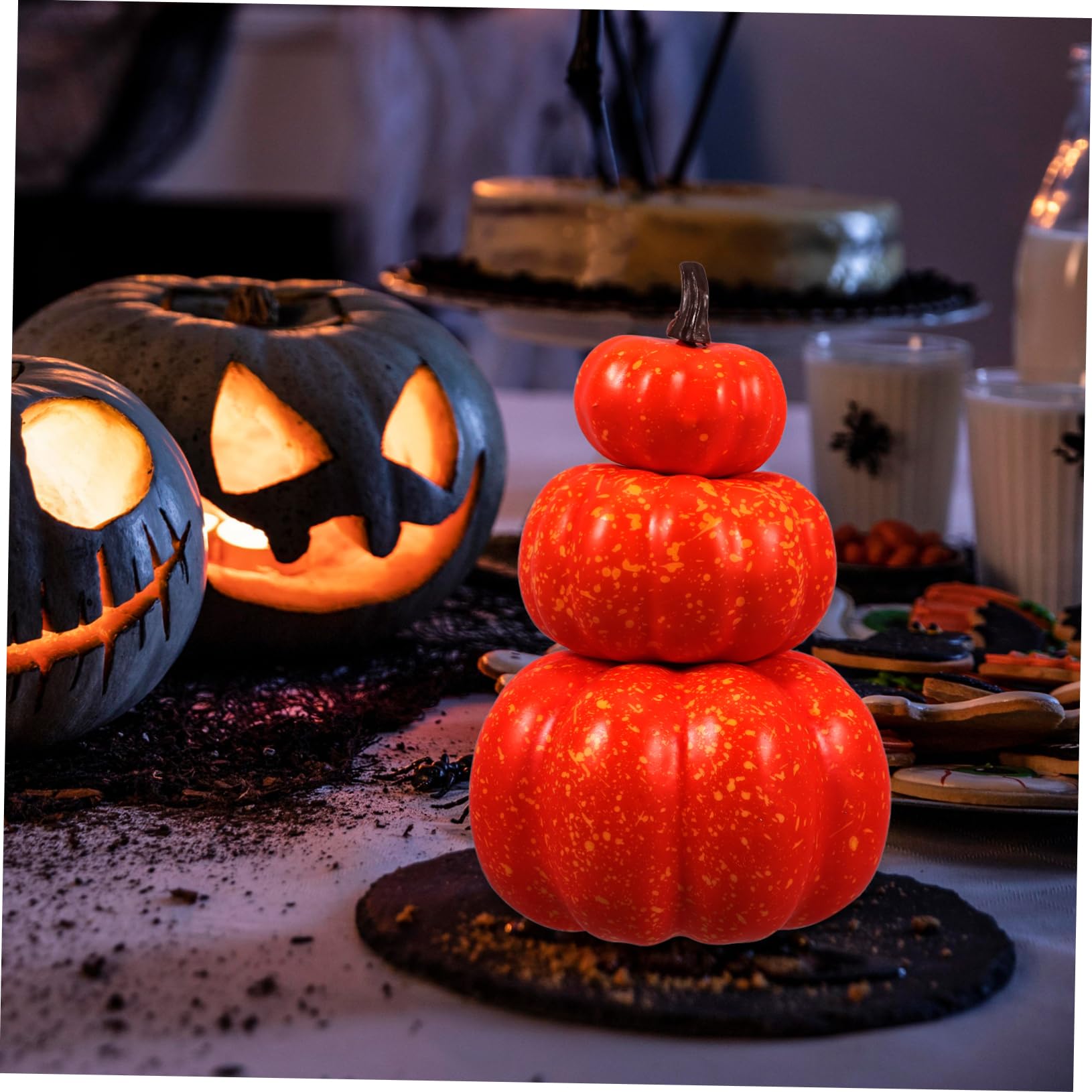 DECHOUS 3stücke Künstliche Stapelbare Kürbis-deko Aus Schaum Für Halloween Und Erntedankfest Lebensnahe Vielseitige Herbstdekoration Für Zuhause Und Partys