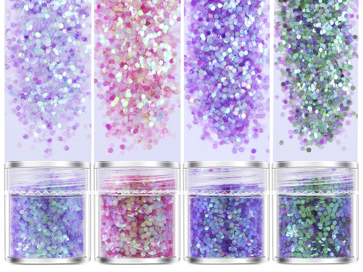 Amazon.co.jp: 4色セット ネイルグリッタージェルネイルラメホログラム  