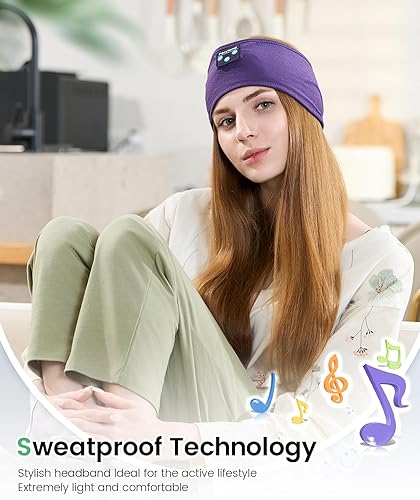 Miniatura 4 de Perytong Auriculares para dormir con diadema Bluetooth, audífonos para dormir de lado, música, banda sinfónica, acogedores, inalámbricos, para