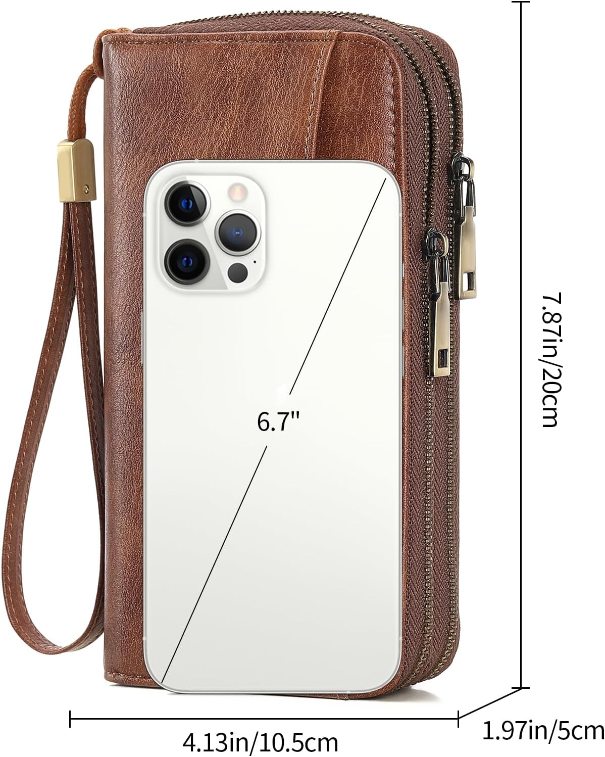 GAEKEAO Womens Wallet Large Capacity Double Zipper Ladies Card Phone Holder RFID Blocking Leather Clutch Wristlet Grip Strap - Image 4