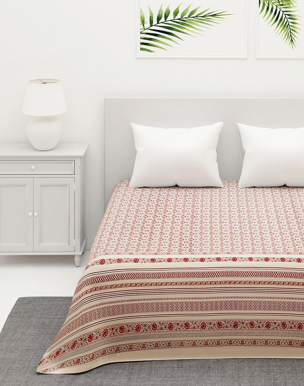 Fabindia Pink Varda Cotton Printed Double Bed Cover-picture-13