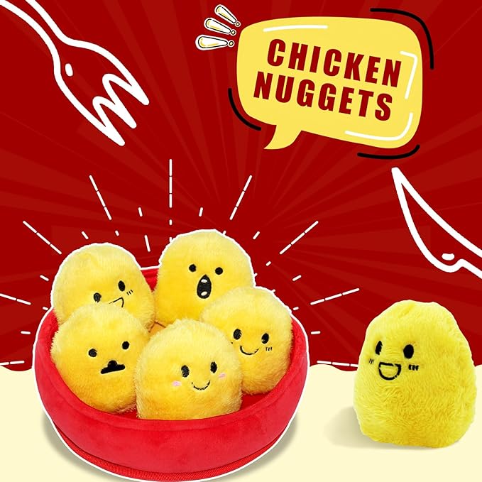 Juguetes para Perros YZHDUXIU, 6 Unidades, Squeaky y Crinkly, Pollo miniatura 4