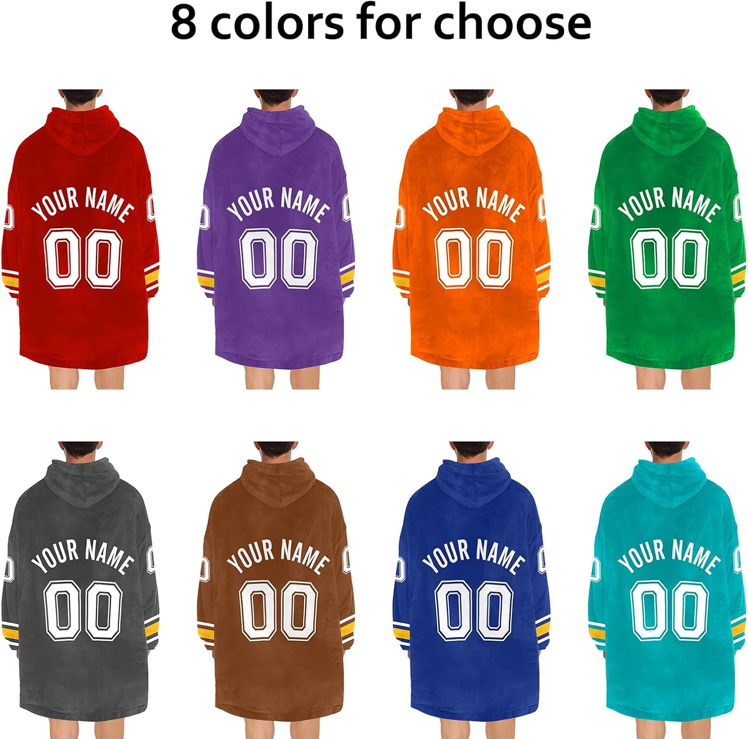 Personalized Football Hoodie Blanket Custom Name & Team Number for Boys Men, Oversized Wearable Sherpa Blankets