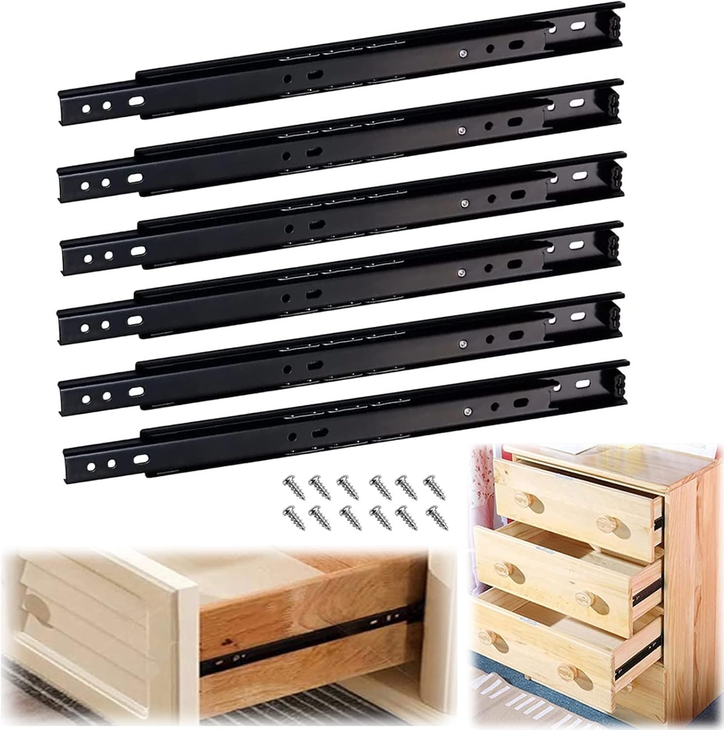 Amazon.com: KDLKCT6 3 Pairs of Ball Drawer Slide Rails, with Screws ...