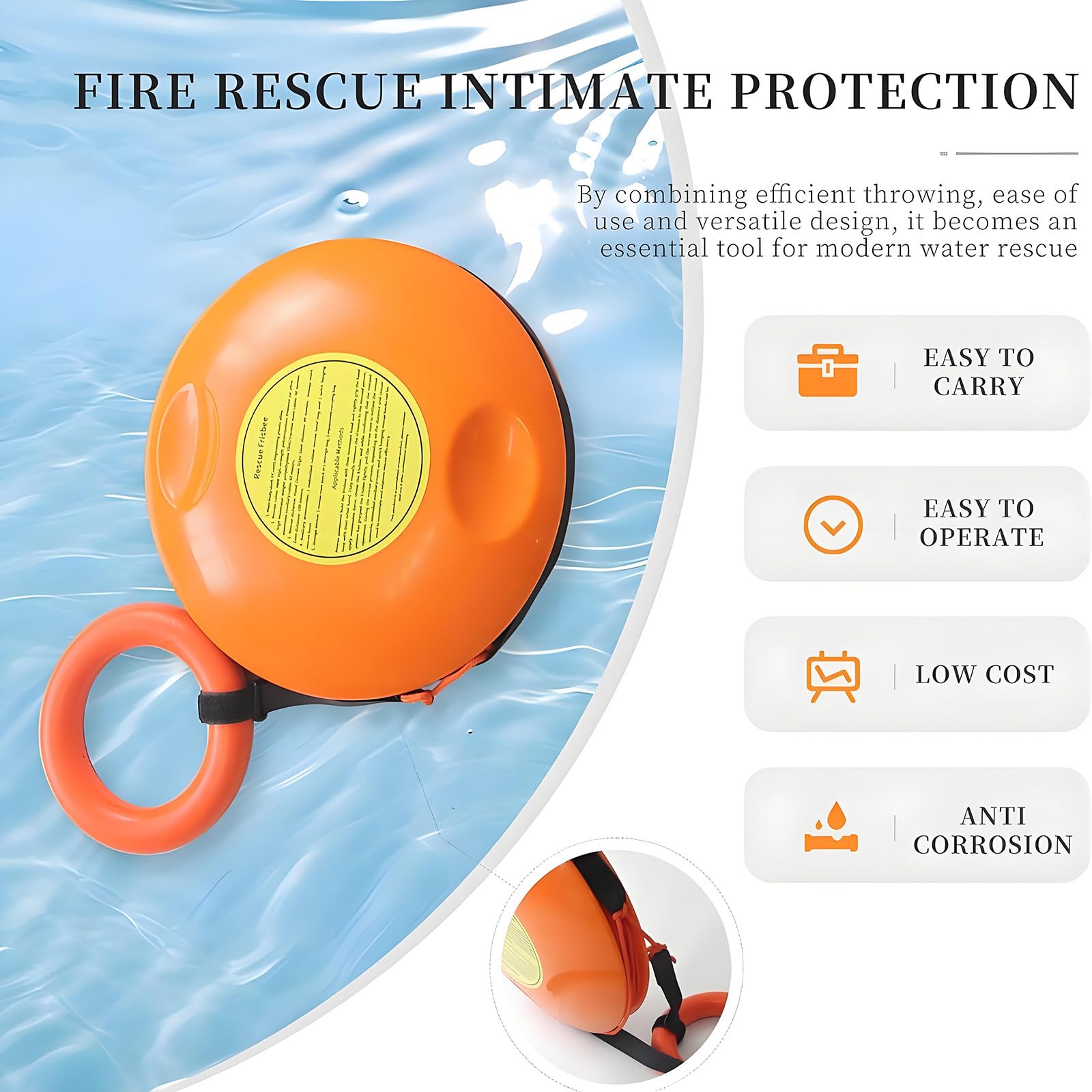 Disco de rescate acuático de emergencia para lagos, ríos, tabla de rescate estriada portátil con fácil agarre, frisbee de seguridad antiahogamiento para piscinas, barcos, deportes acuáticos