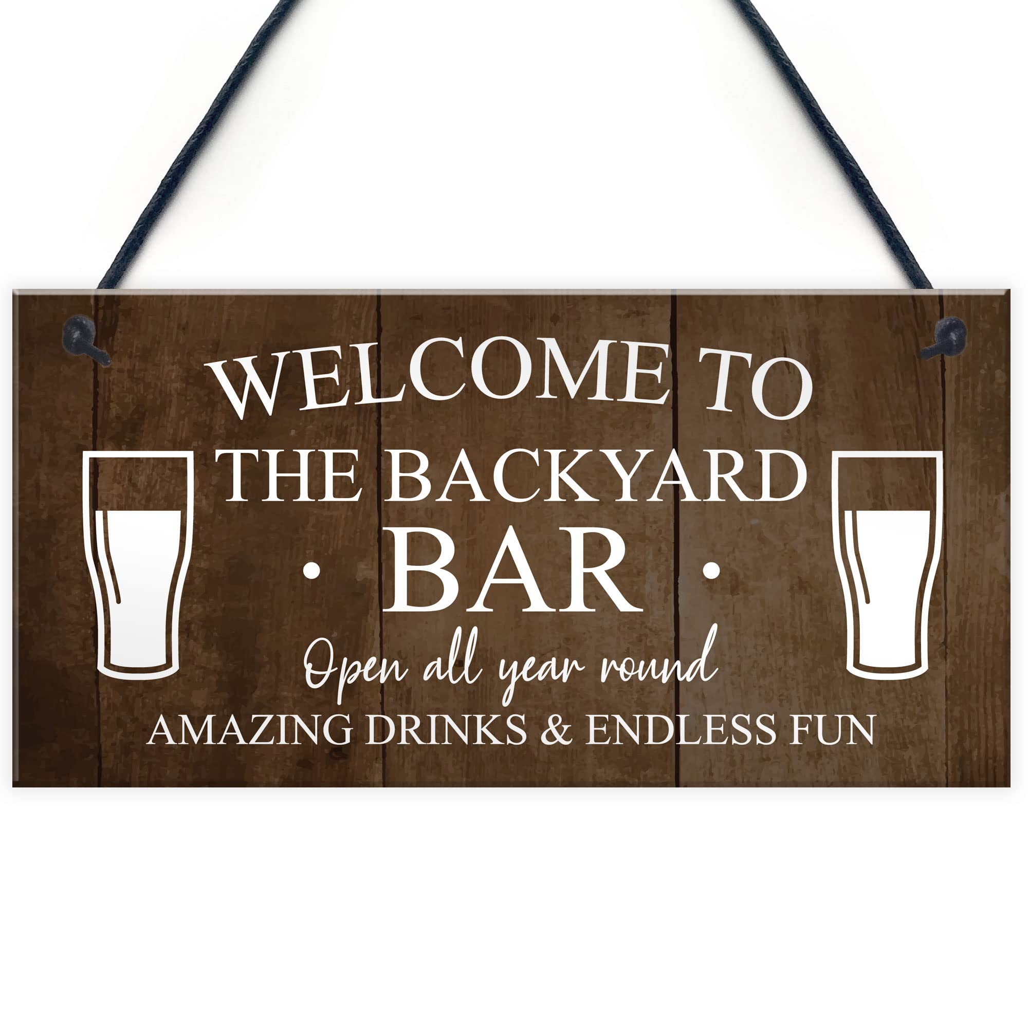 Red Ocean Backyard Bar Sign Hanging Wall Plaque Vintage Man Cave Shed Sign Alcohol Gift