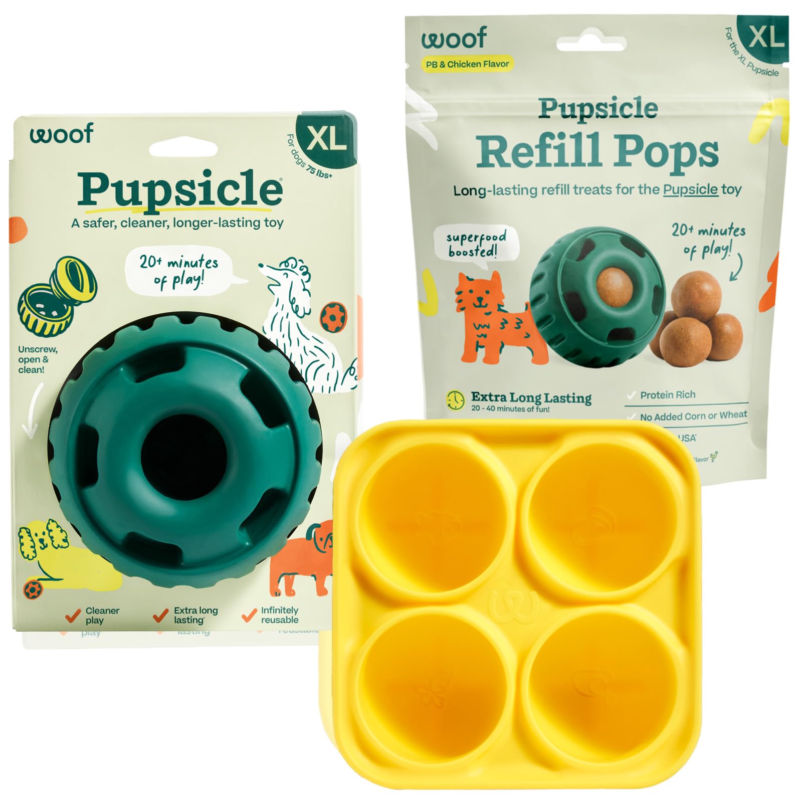 WOOF Starter Pack Dog Treat Toy for XL Dogs 75 lbs &amp; Up