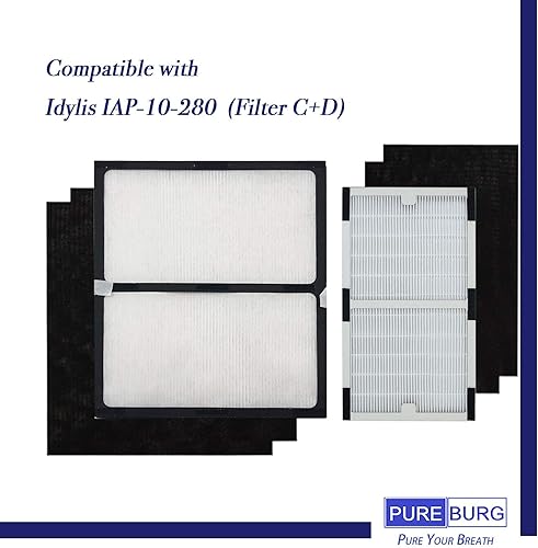 Miniatura 2 de PUREBURG Juego de filtros de repuesto compatibles con Idylis IAP-10-280 purificador de aire (IAF-H-100C + IAF-H-100D) Filtro TIPO C+D