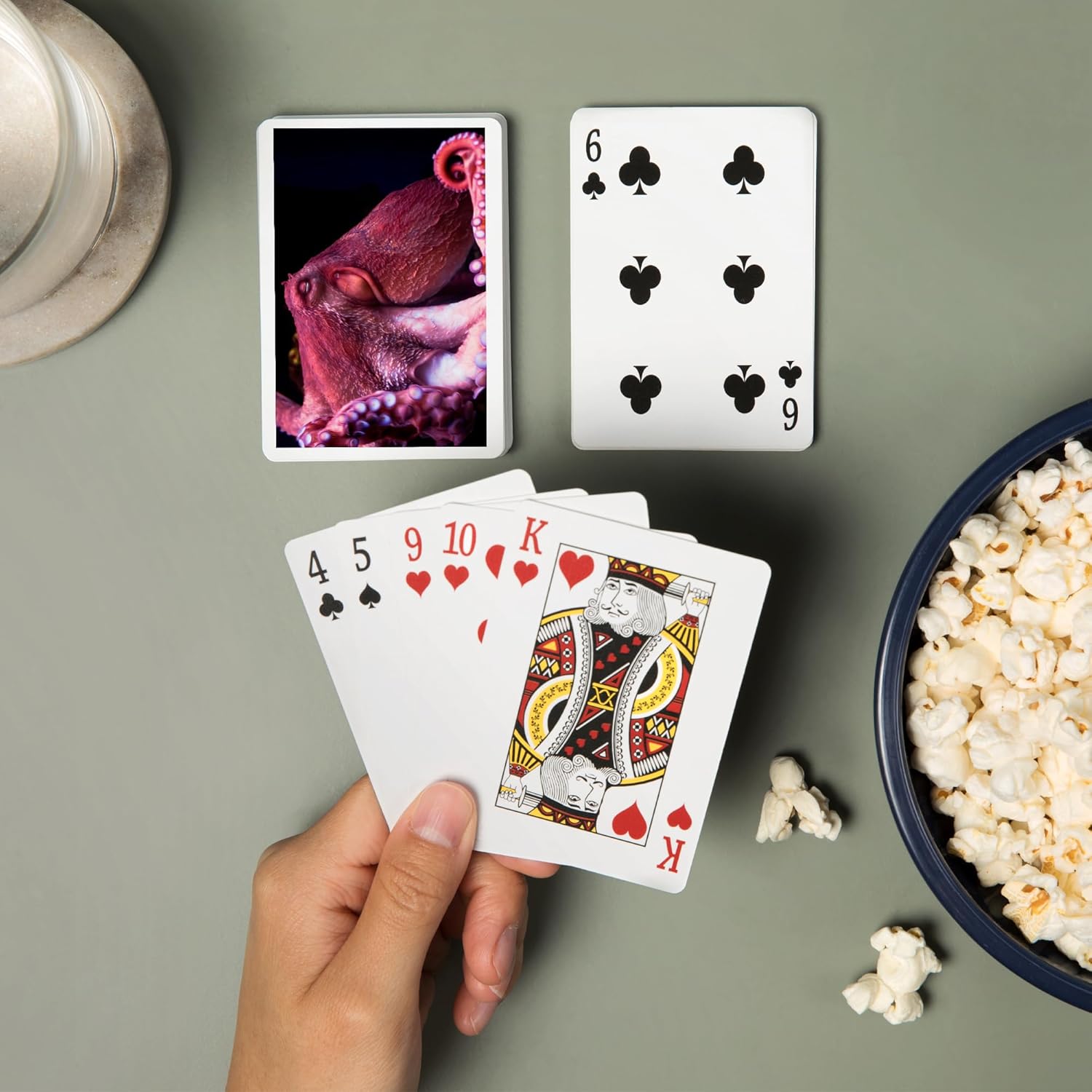Lantern Press Red Octopus, 52 Playing Cards for Adults, Poker Size Card Deck