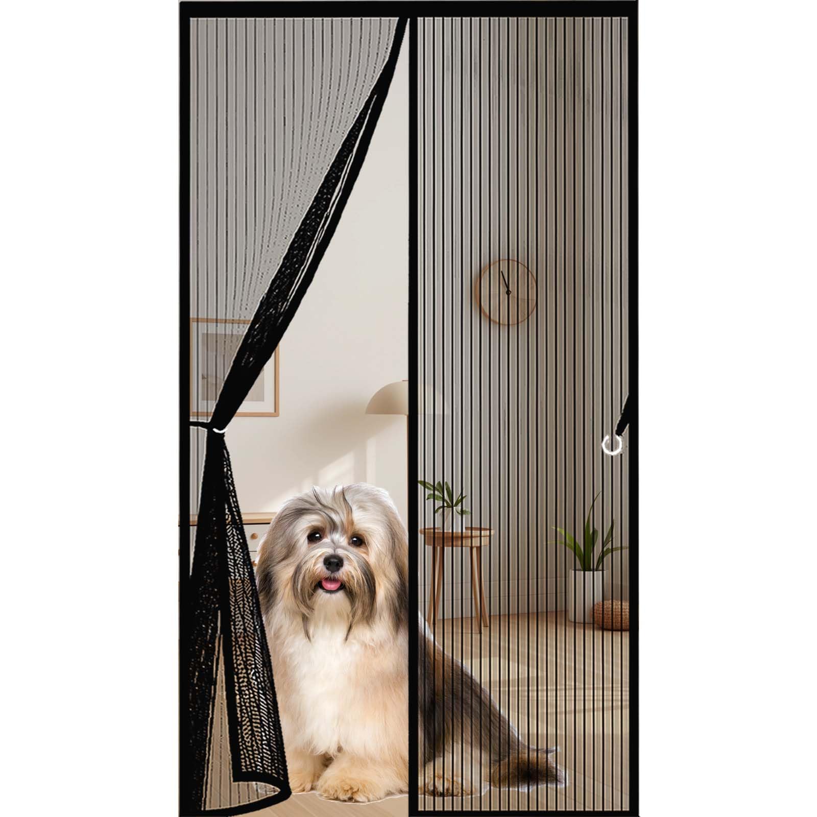 Feijdon Black Magnetic Door Screen 130X195cm(Widthxhigh) Durable, Keeps Bugs Out, Kid And Pet Friendly Magnetic Door Curtains Fly Screen Hundreds Of Sizes, Lets Fresh Air In,