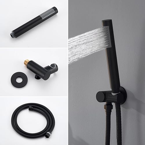 Miniatura 10 de KOJOX Sistema de ducha de bronce aceitado con cabezal de ducha de lluvia de alta presión de 12 pulgadas, cabezal de ducha de mano, válvula de ajuste