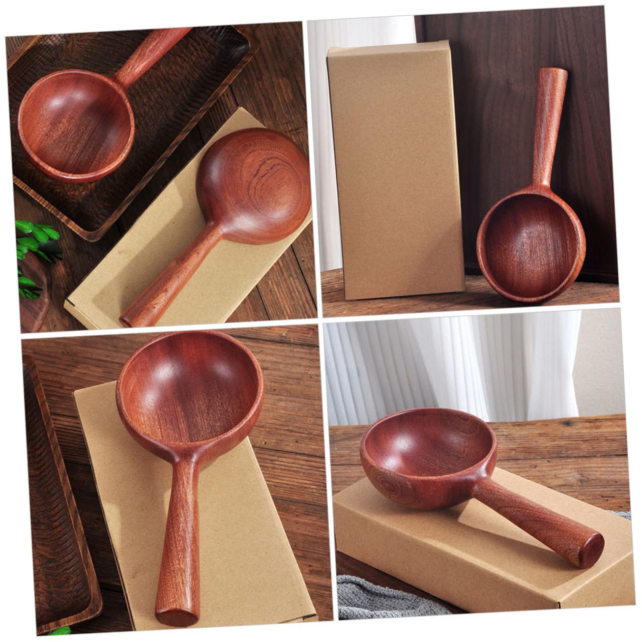 BESTonZON 2pièces Louche Bois Avec Manche Ergonomique Pour Cuisine Et Jardin Ustensile Polyvalent Pour Arroser Et Servir Pour Cuisson Lavage Des Légumes