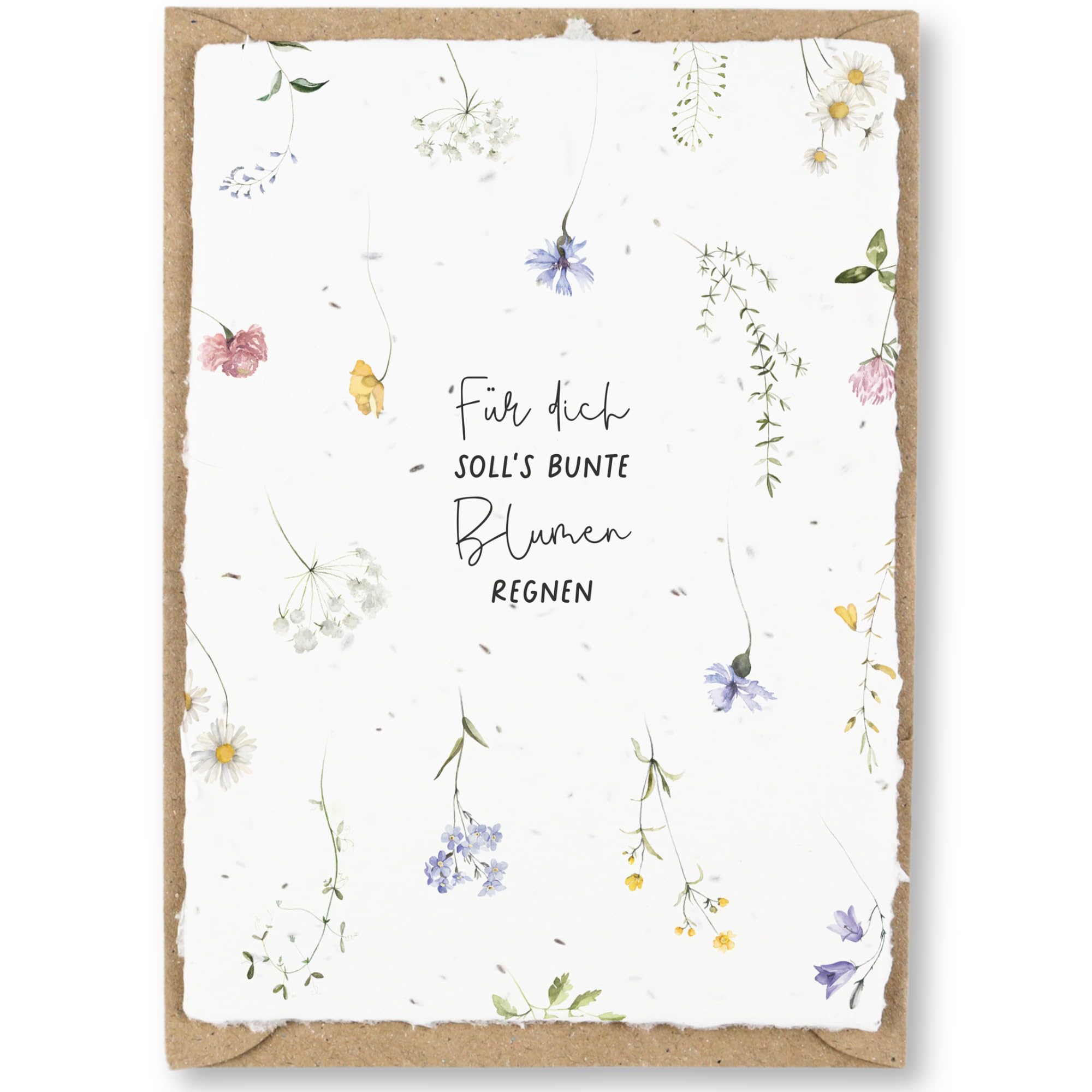 heylittlegreen Geburtstagskarte zum Einpflanzen aus handgemachtem Saatpapier | nachhaltige Glückwunschkarte zum Geburtstag | Wachsendes Papier | mit Briefumschlag (Blumen, 1 Karte)