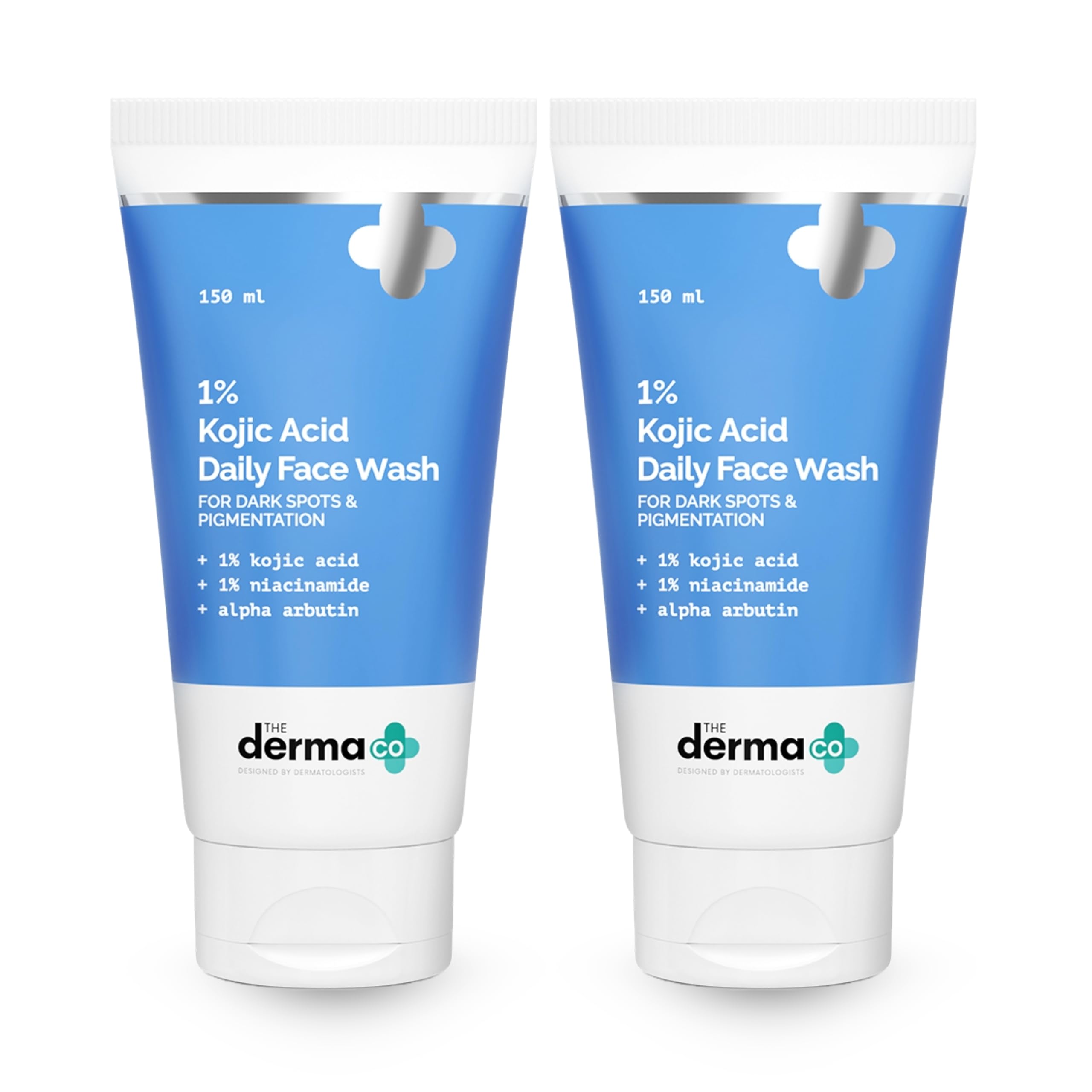 The Derma Co 1% Kojic Acid Face Wash I With Niacinamide & Alpha Arbutin I Reduces Dark Spots & Pigmentation I Cleanses & Brightens Skin I Non-Drying Formula I For All Skin Types - 150 ml (Pack of 2)