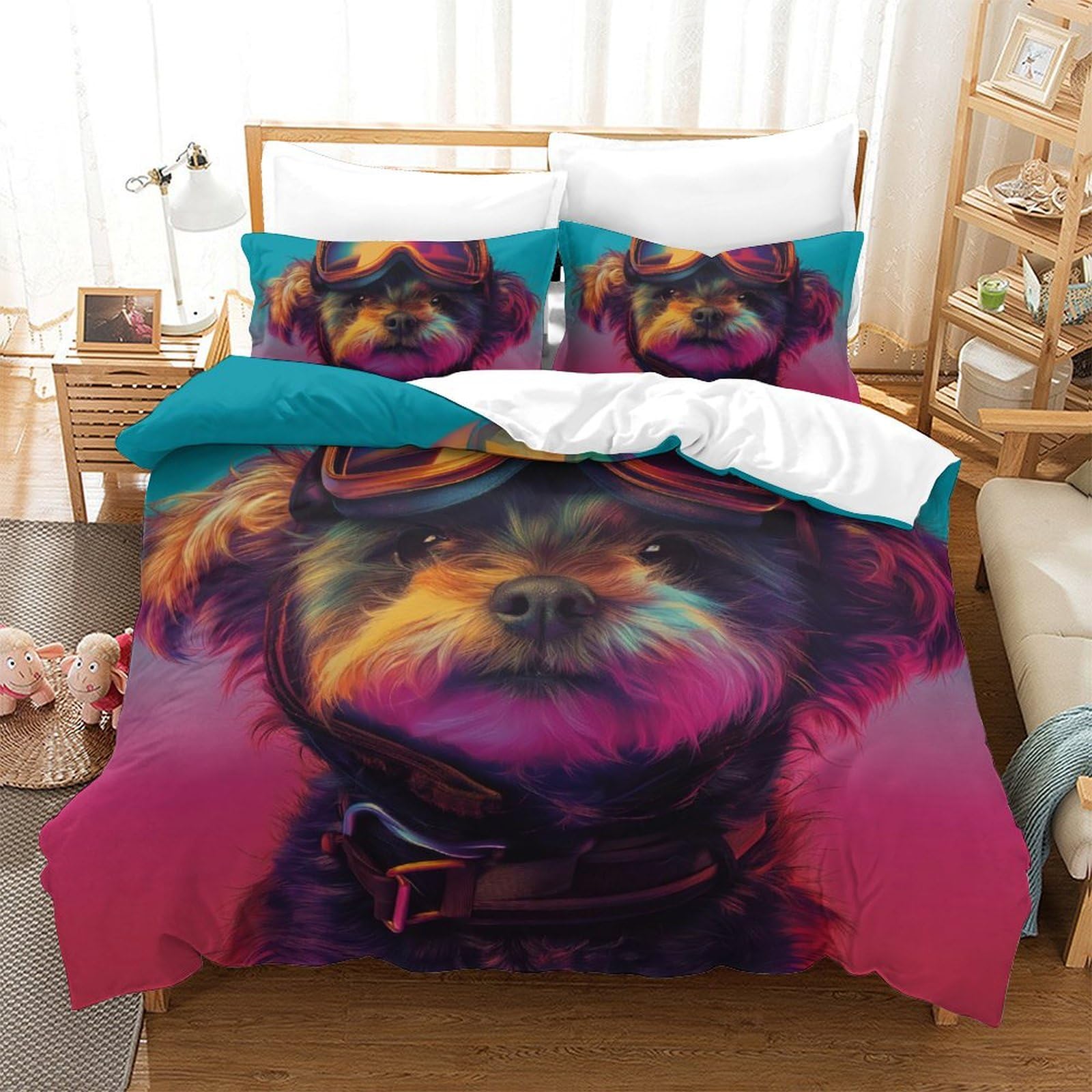 Housse de couette caniche 200x200cm parfaite pour relooker une chambre d'enfant avec douceur