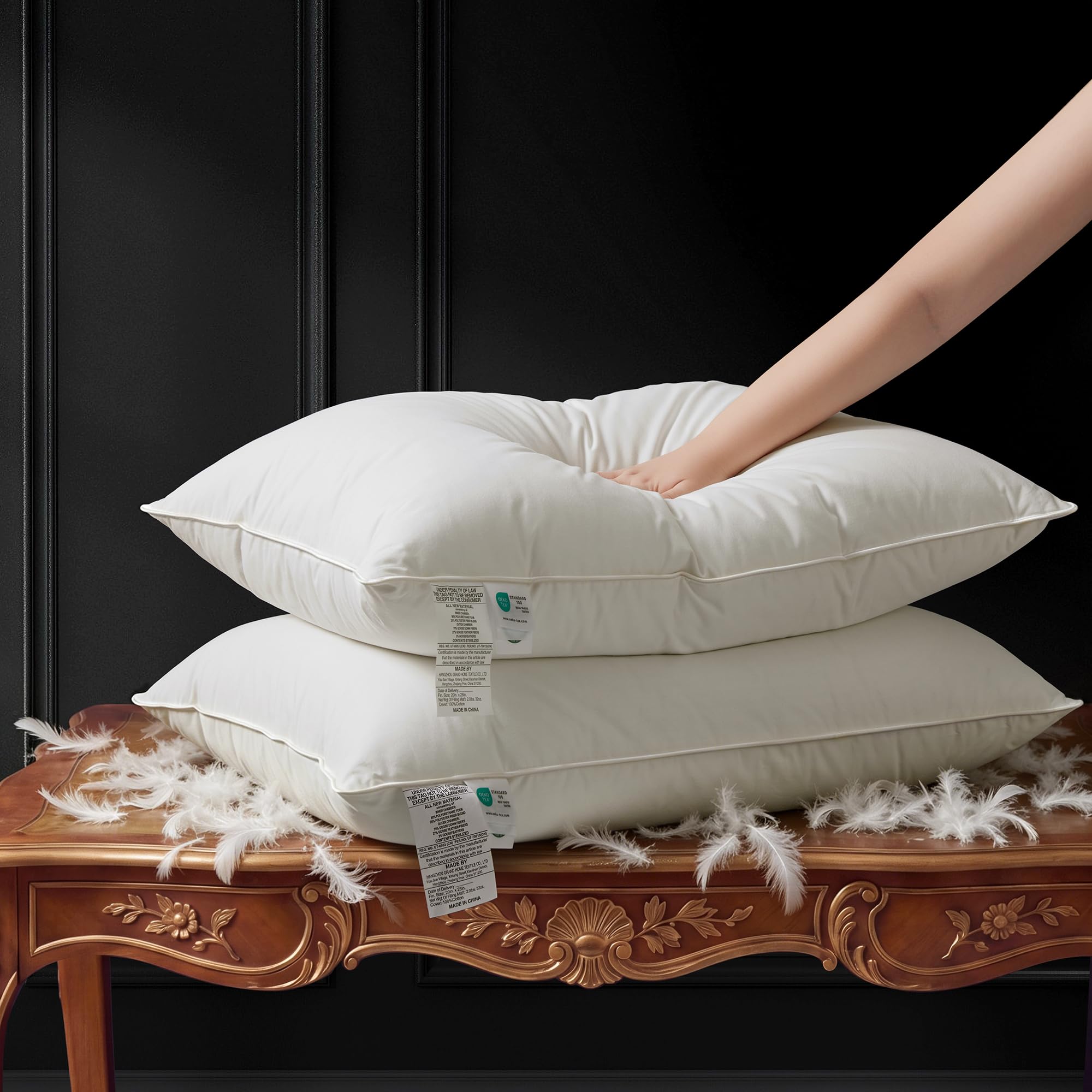 Amazon.com: ALPSWAN Goose Down Pillow, Hotel Quality with Feather
