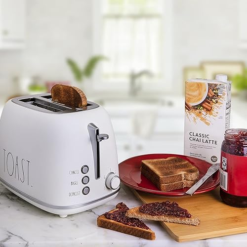 Miniatura 5 de Rae Dunn Tostadora de pan redondeado retro, tostadora de acero inoxidable de 2 rebanadas con bandeja extraíble para migas, ranura ancha con 6