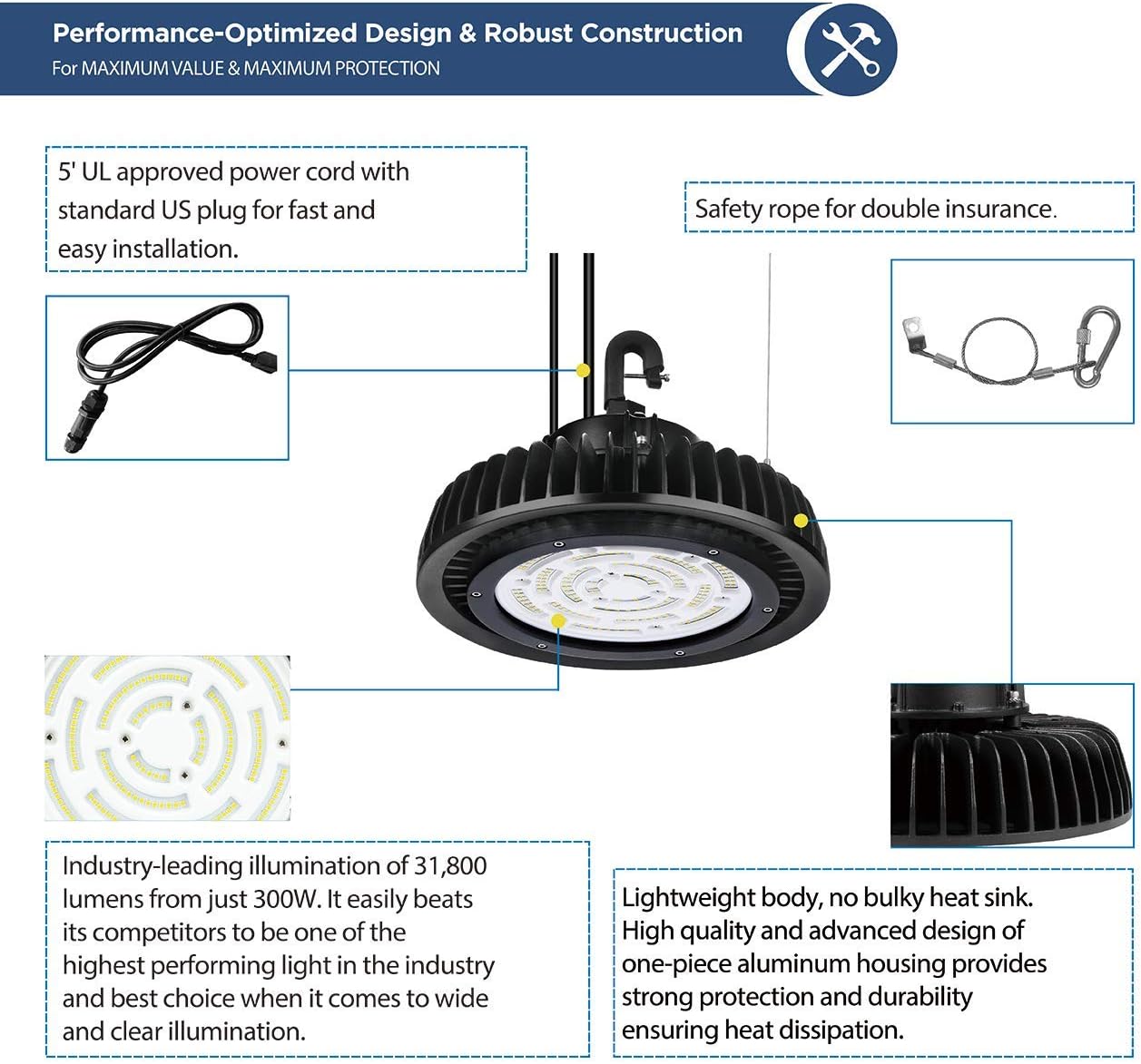 🛒 Flаѕh Sаlе LED High Bay Light 150W 21,000LM 1-10V Dimmable 5000K UFO LED Shop Light 5' Cable with US Plug 100-277V Garage Light for Barns, Workshops, Garages, Warehouses, Factories 🔥 Crаzу Dеаlѕ LED High Bay Light 150W 21,000LM 1-10V Dimmable 5000K UFO LED Shop Light 5' Cable with US Plug 100-277V Garage Light for Barns, Workshops, Garages, Warehouses, Factories