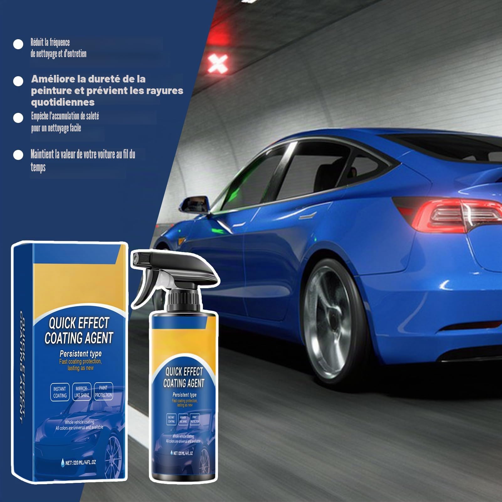 Quick Effect Coating Agent 3 en 1 High Protectio Car Coating Spray, Persistent Type Quick Effect Coating Agent For Car, Spray Coatingagent Hydrophobic, pour réparation de rayures de vernis (3 pièces)