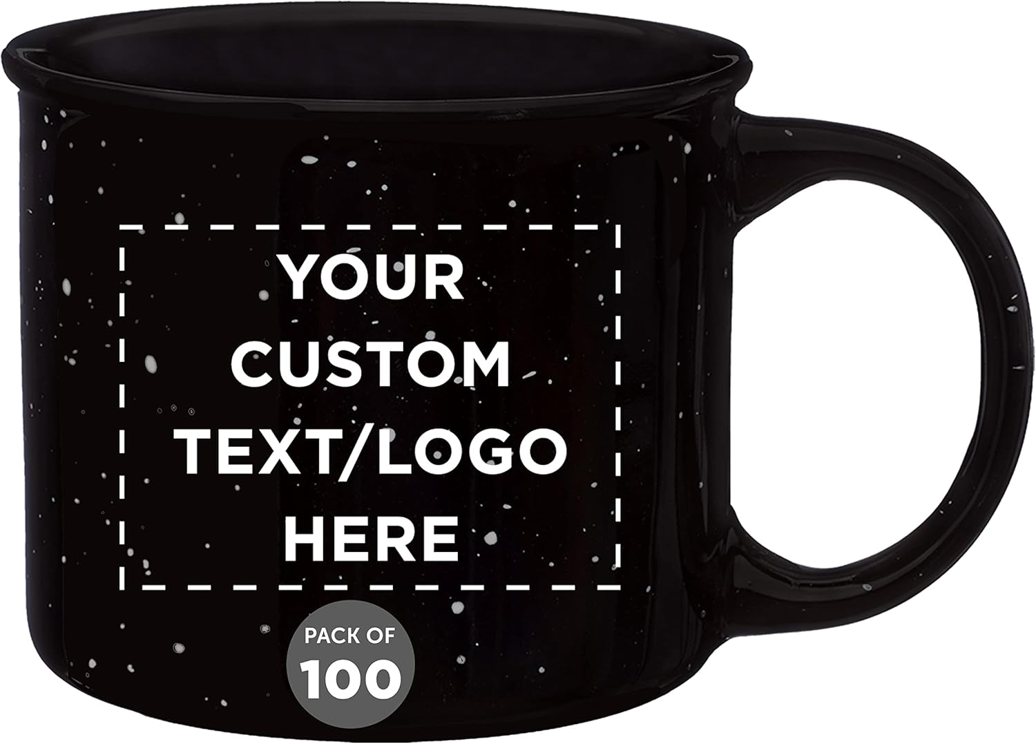 Custom ceramic campfire mugs, 13 oz, bulk set (100) in black
