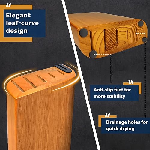 Miniatura 4 de Juego de cuchillos  Juego de 6 cuchillos de cocina con bloque y afilador, juego de cuchillos de acero inoxidable de alta calidad para evitar la